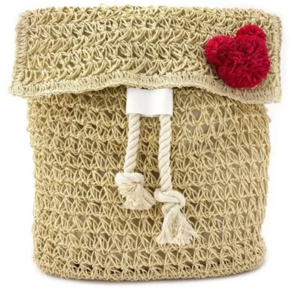 Disney Mickey Mouse Backpack Raffia Straw Drawstring Junk Food 90th Anniversary Junk Food Clothing | Bags | Disney Mickey Mouse Raffia Straw  main image 3